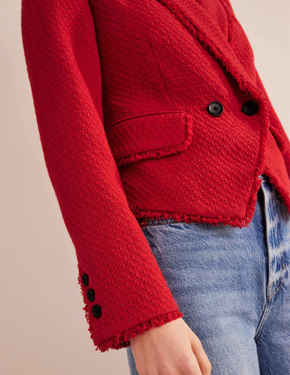 The York Cropped Cotton Blazer-Strawberry Tart