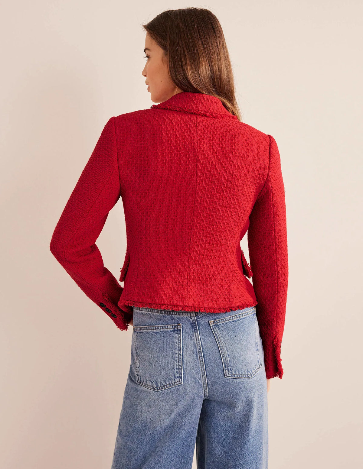 The York Cropped Cotton Blazer-Strawberry Tart
