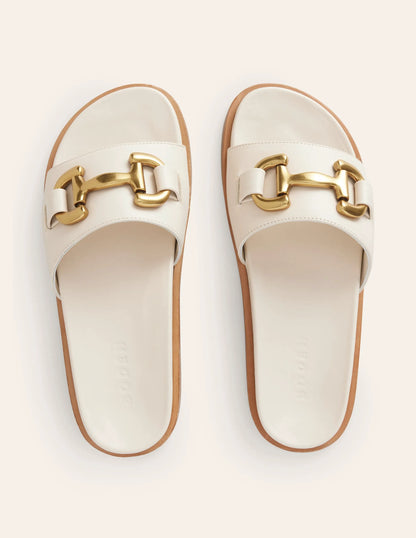 Iris Snaffle Slider Sandals-Ecru