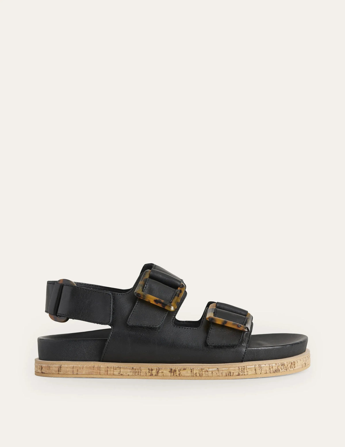 Chunky Flat Buckled Sandals-Black