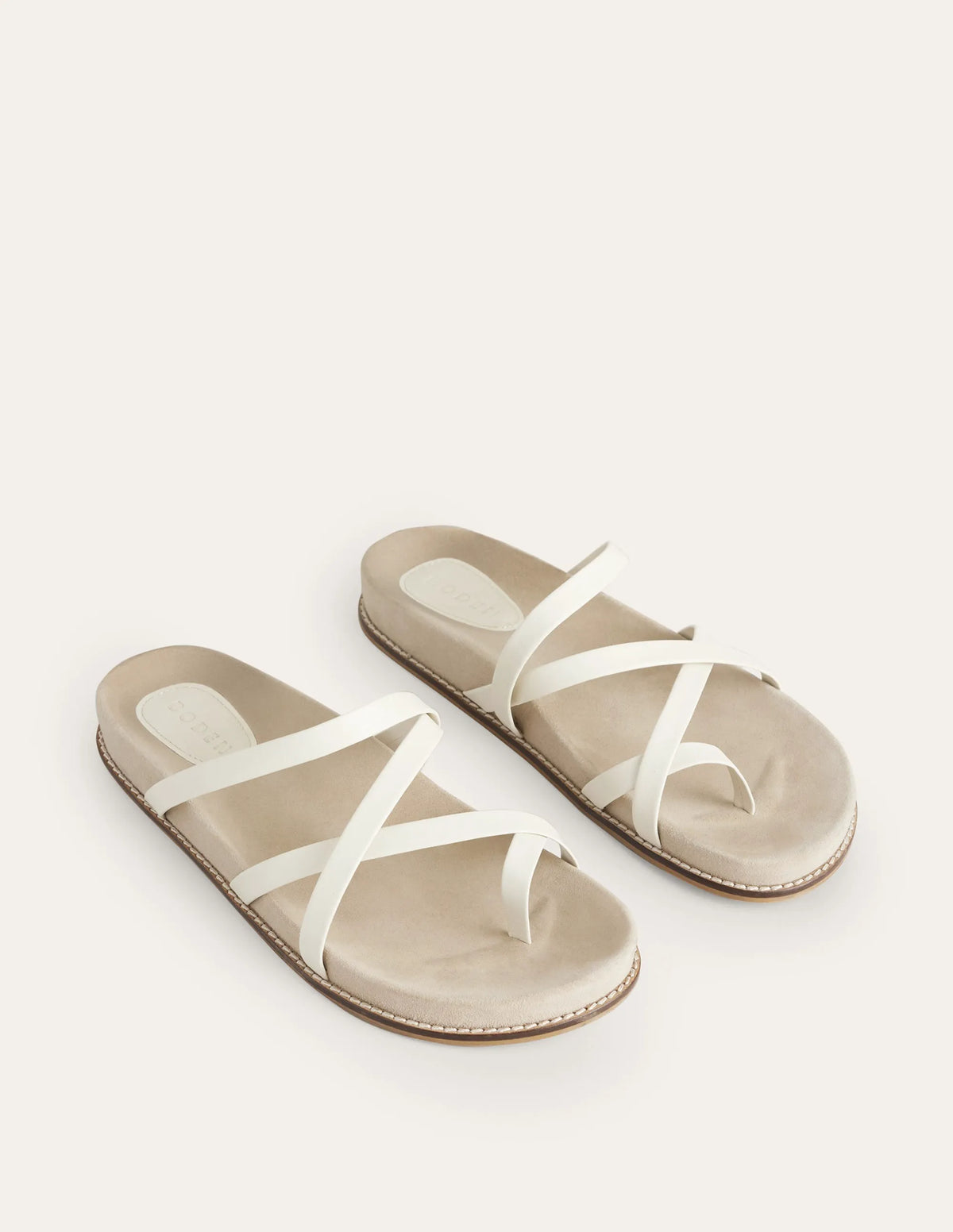 Multi Strap Flat Sandals-Ecru Leather