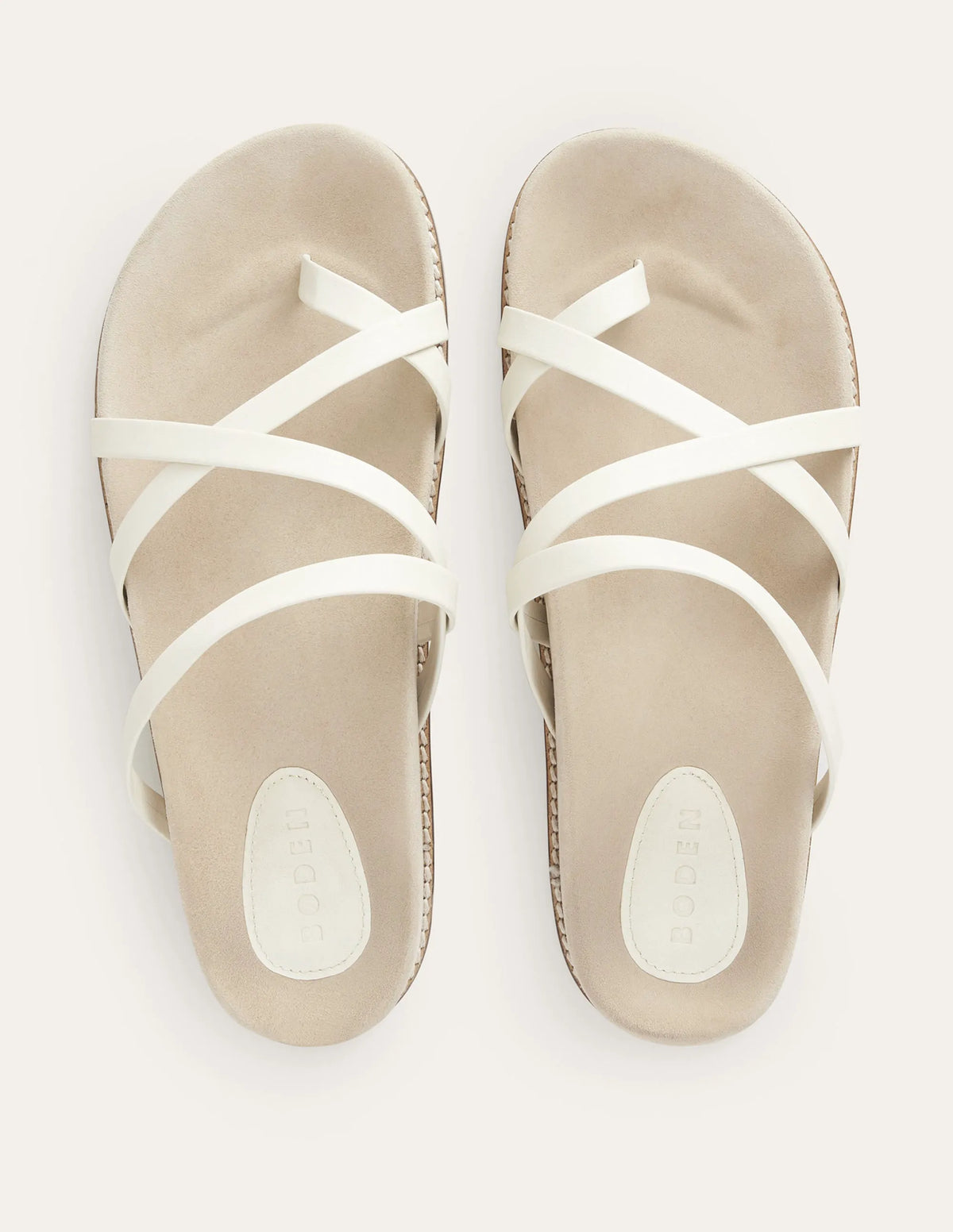Multi Strap Flat Sandals-Ecru Leather