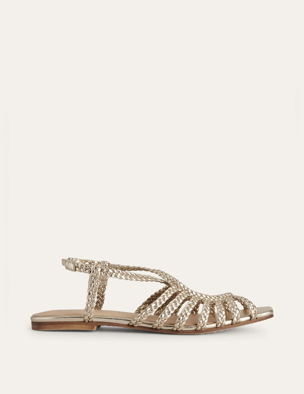 Woven Multistrap Flat Sandals-Gold