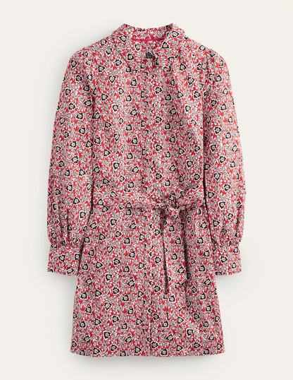 Mini Shift Shirt Dress-Tomato, Clover Swirl
