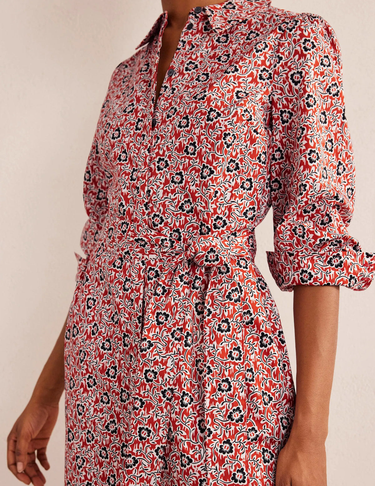 Mini Shift Shirt Dress-Tomato, Clover Swirl