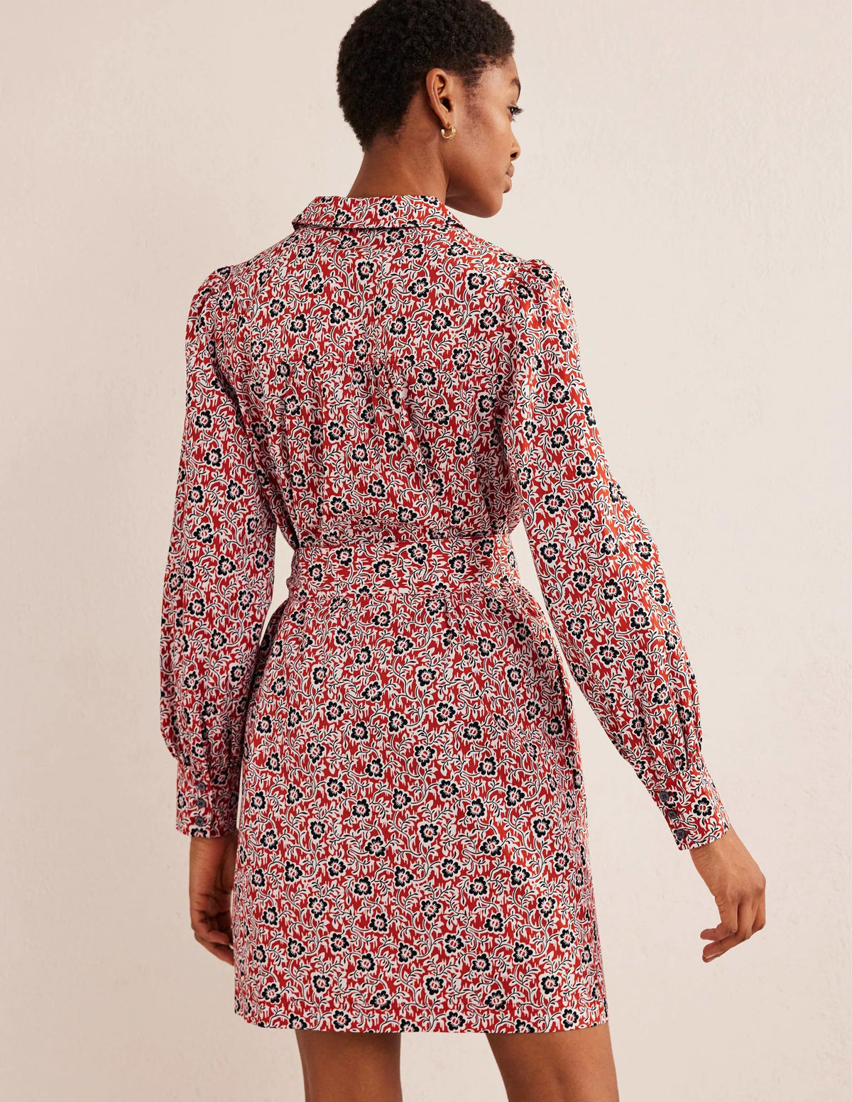 Mini Shift Shirt Dress-Tomato, Clover Swirl