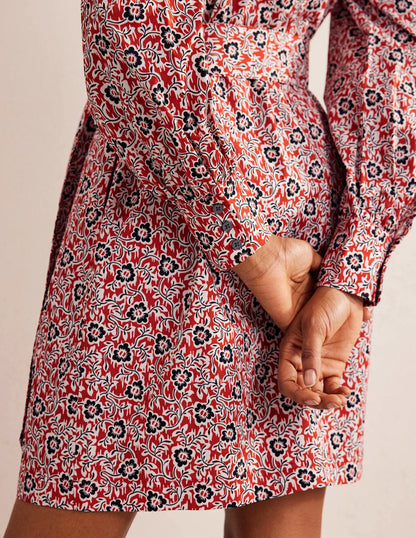 Mini Shift Shirt Dress-Tomato, Clover Swirl