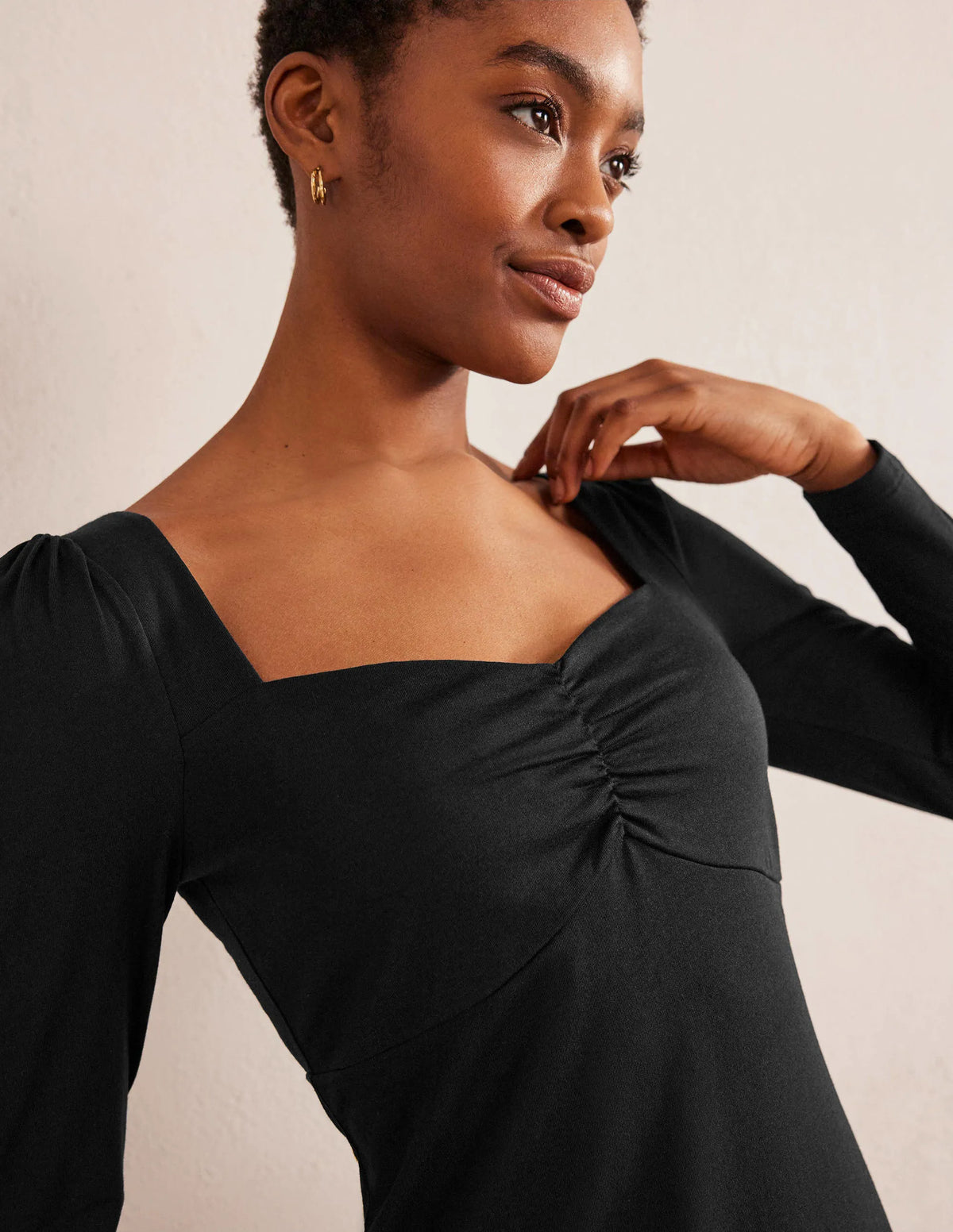 Sweetheart Jersey Mini Dress-Black