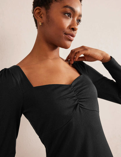 Sweetheart Jersey Mini Dress-Black