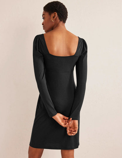 Sweetheart Jersey Mini Dress-Black