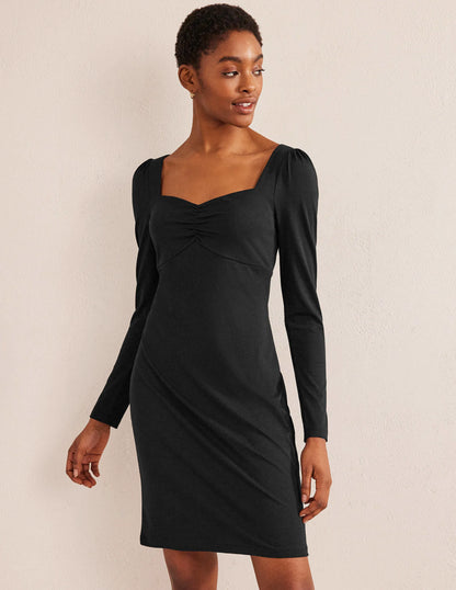 Sweetheart Jersey Mini Dress-Black