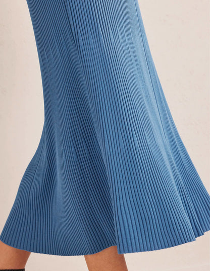 Angled Empire Knitted Dress-Porcelain Blue