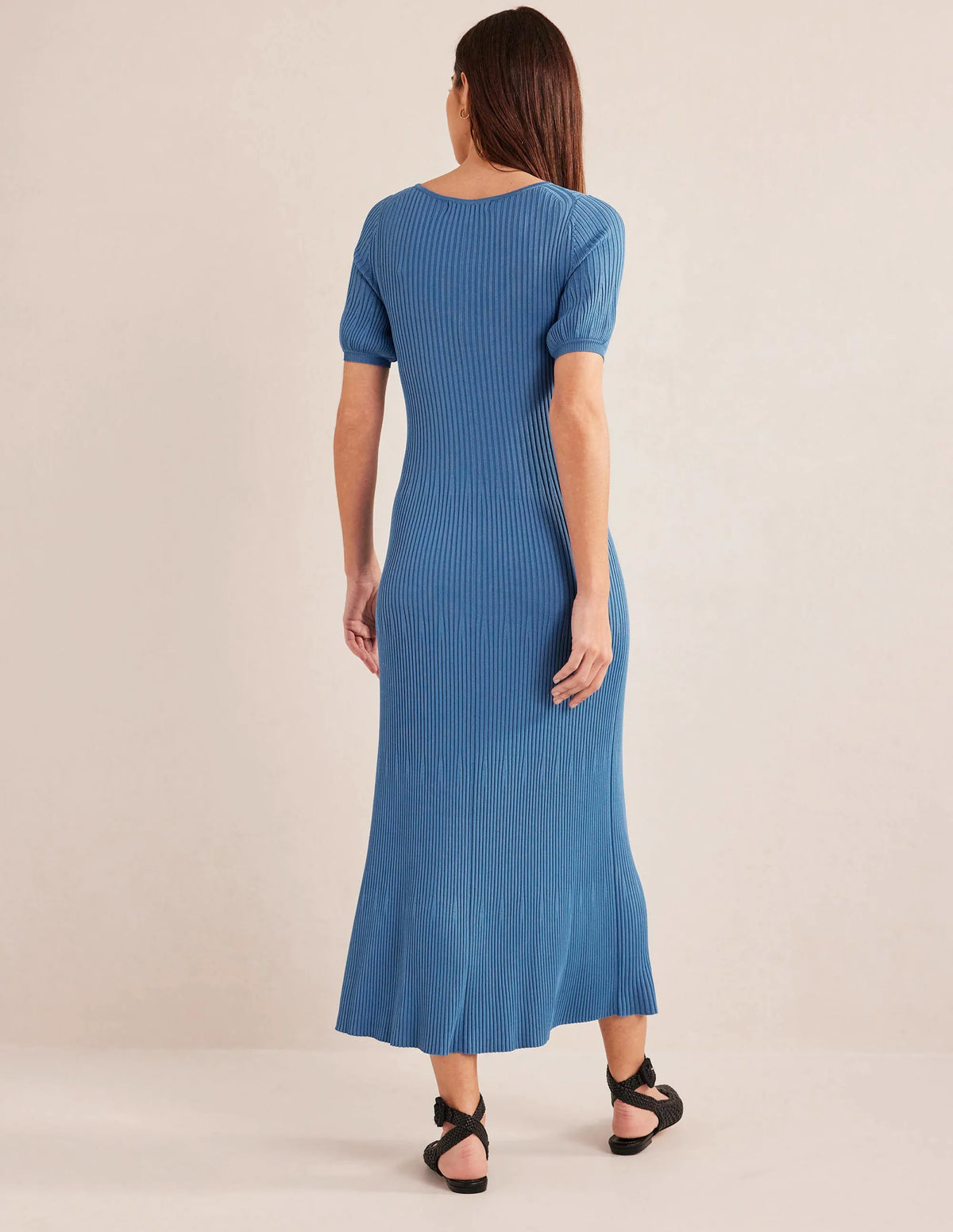 Angled Empire Knitted Dress-Porcelain Blue