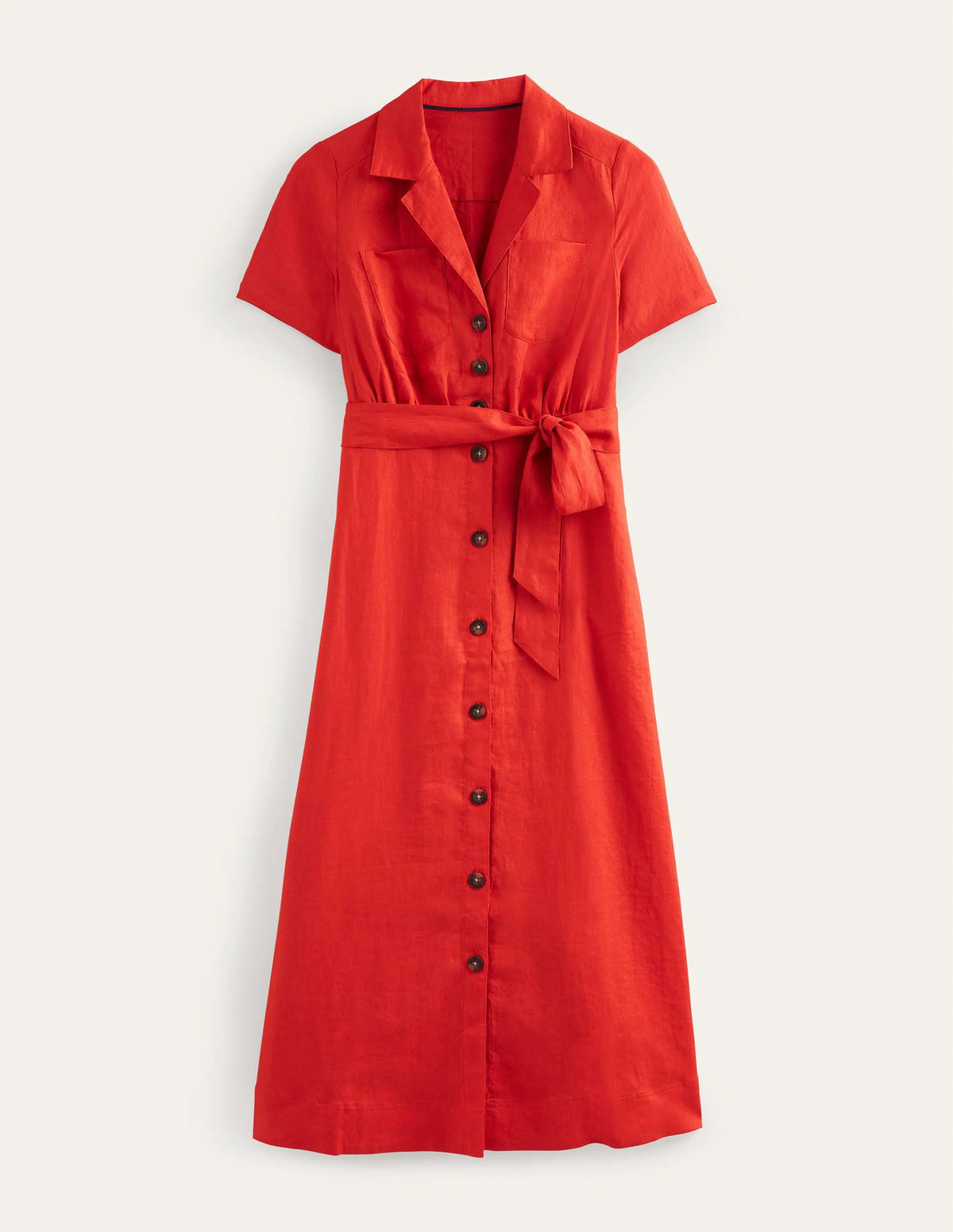 Linen Maxi Shirt Dress-Vermillion