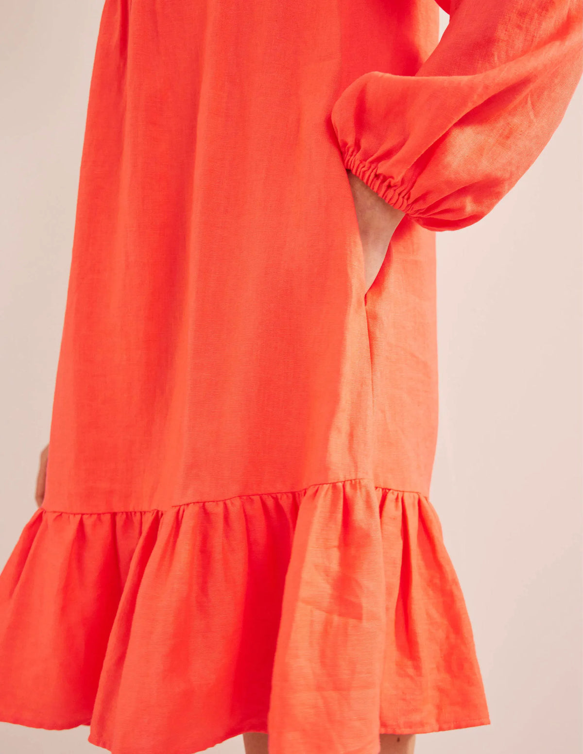 Tiered Linen Mini Dress-Watermelon Punch