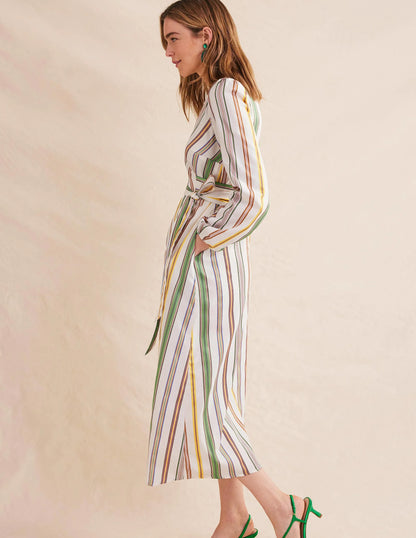 Stripe Maxi Wrap Dress-Multi, Stripe
