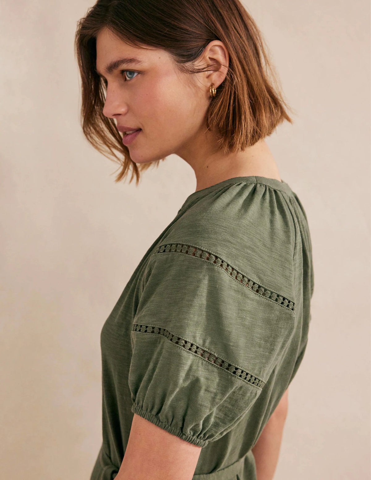Trim Detail Jersey Dress-Spruce