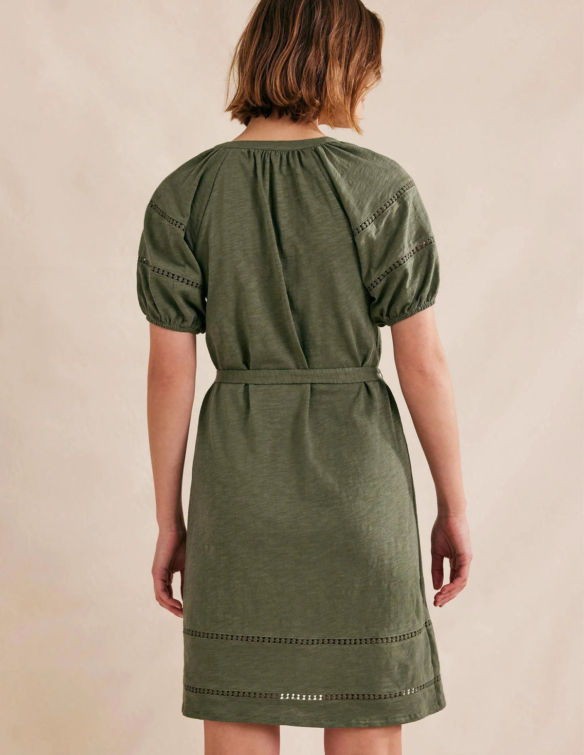 Trim Detail Jersey Dress-Spruce
