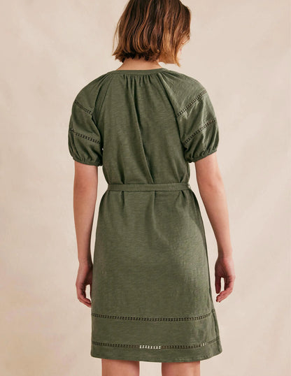 Trim Detail Jersey Dress-Spruce