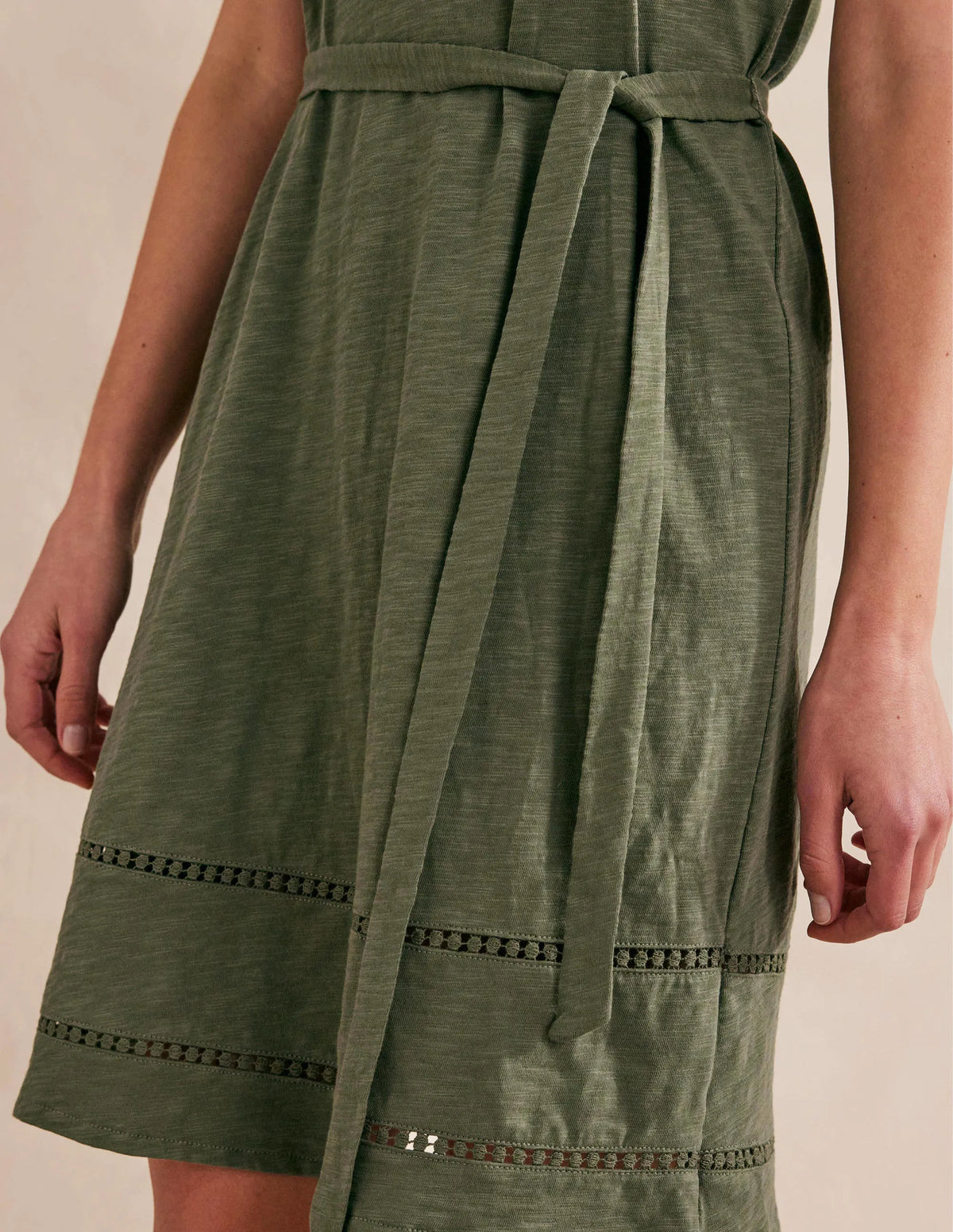Trim Detail Jersey Dress-Spruce