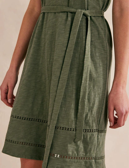 Trim Detail Jersey Dress-Spruce