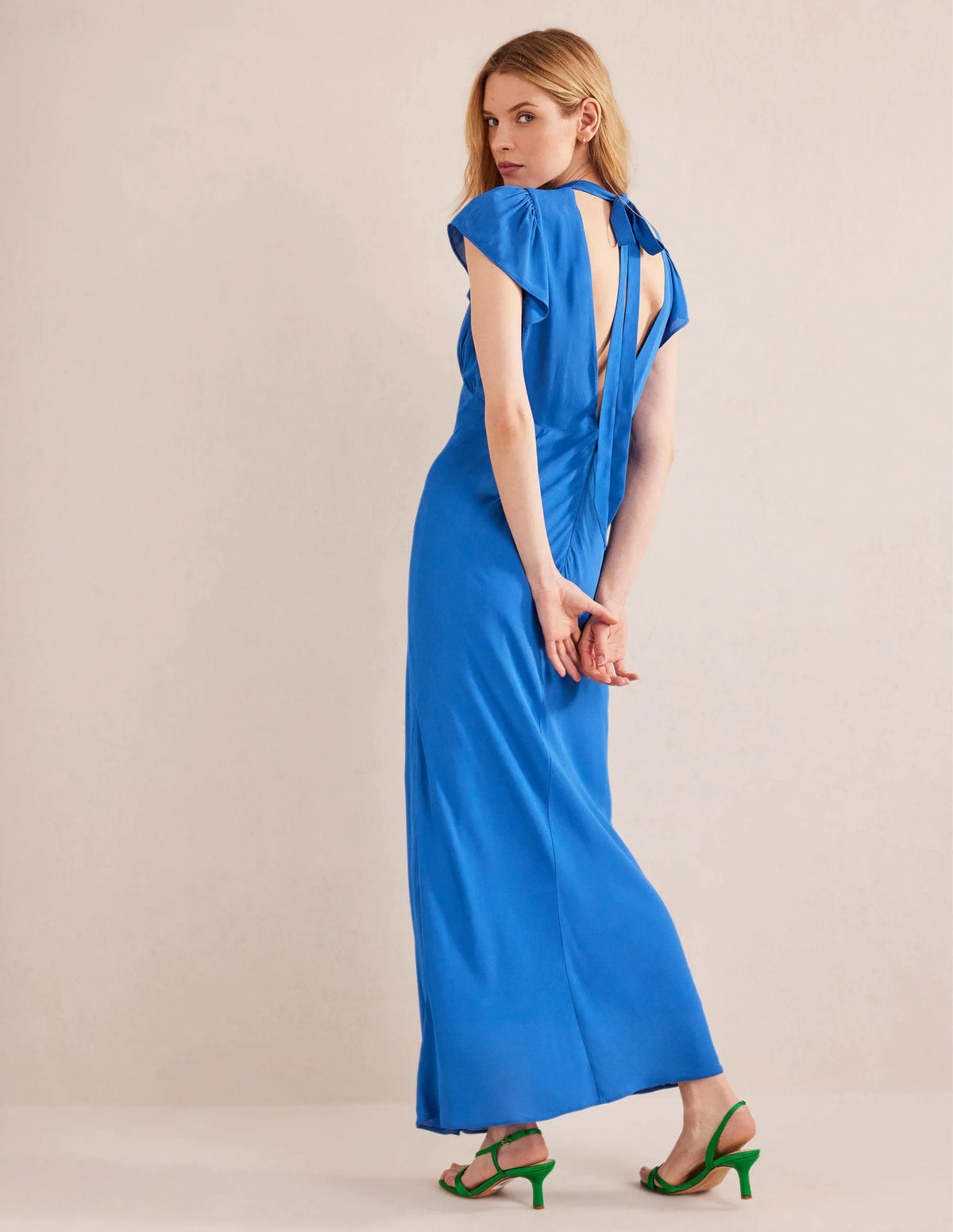 Tie Back Detail Maxi Dress-Cyan
