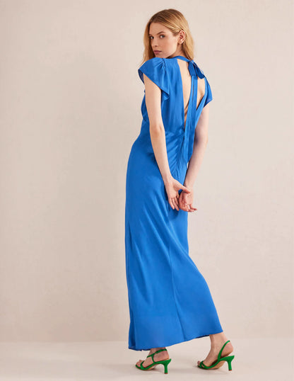 Tie Back Detail Maxi Dress-Cyan