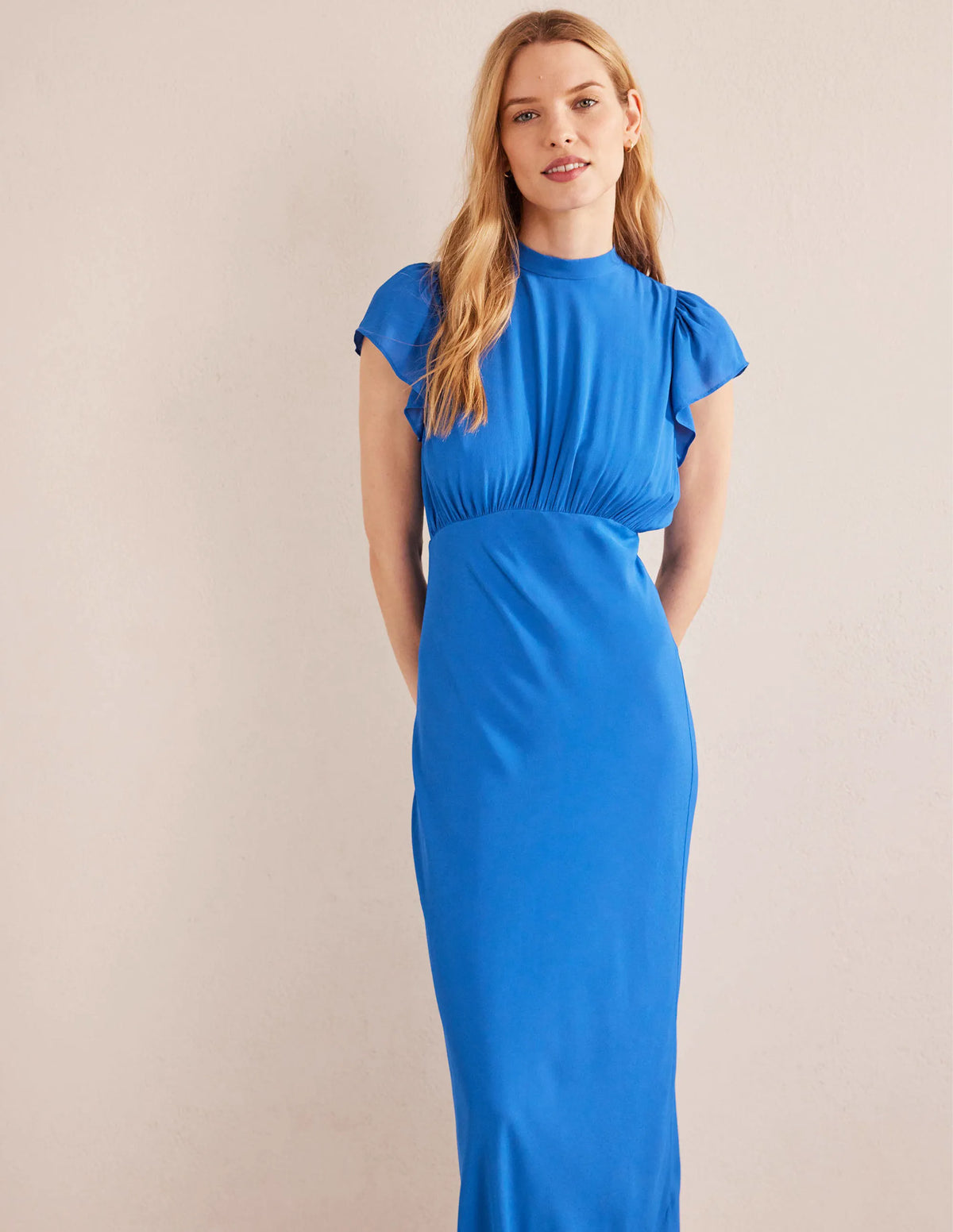 Tie Back Detail Maxi Dress-Cyan