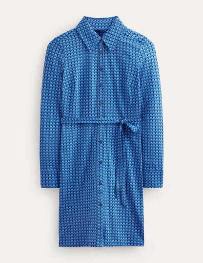 Jessie Jersey Shirt Dress-Azure, Terrace Geo