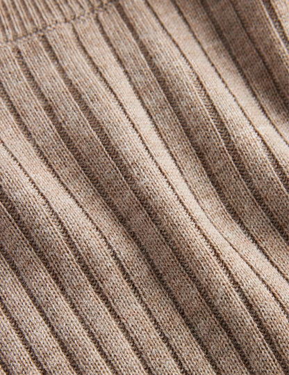 Ribbed Merino Jumper-Dark Mink Melange