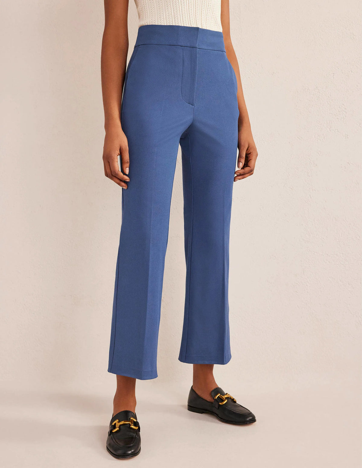 Bi-Stretch Crop Flare Pants-True Blue