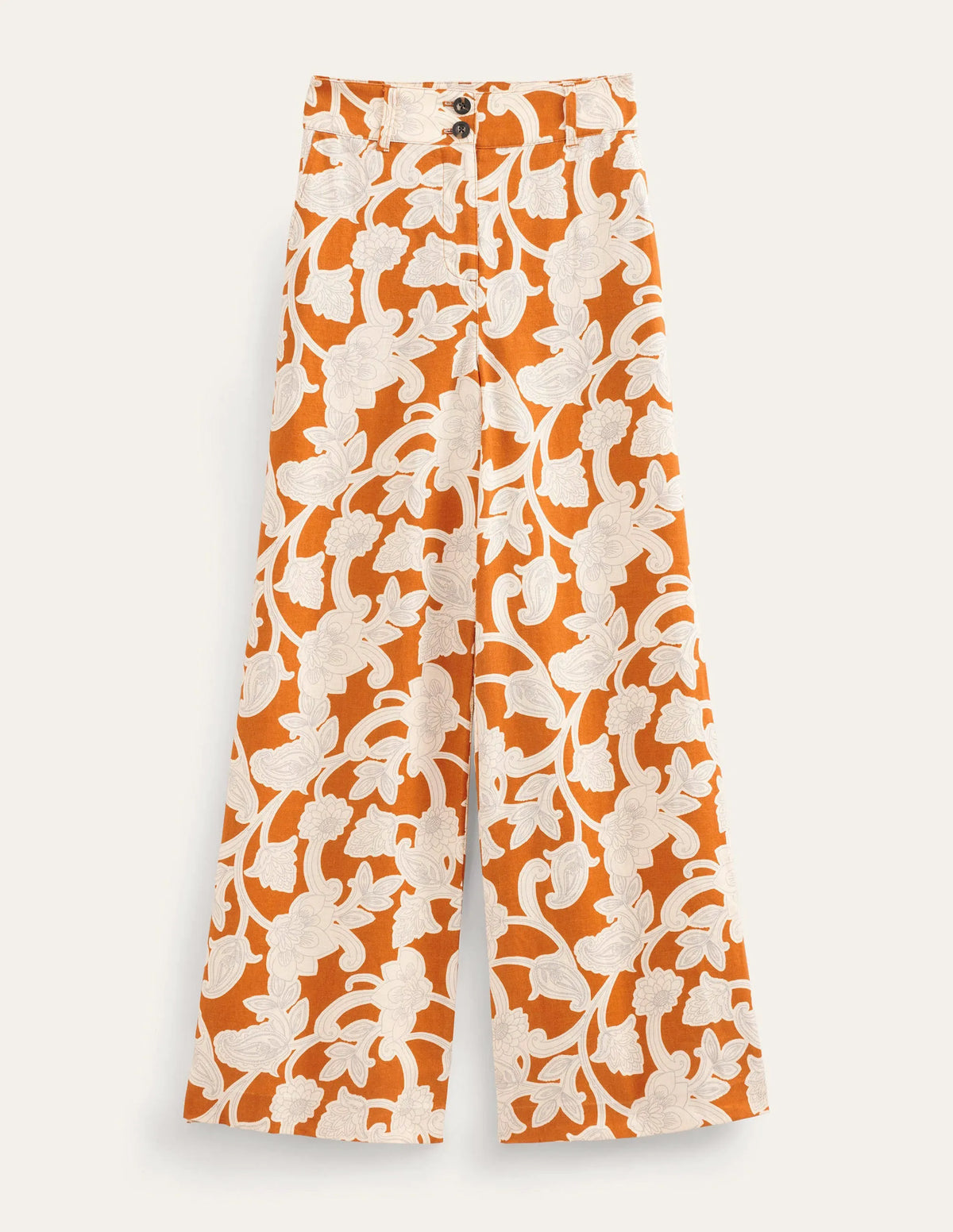 Highbury Linen Pants-Rust, Paisley Whirl