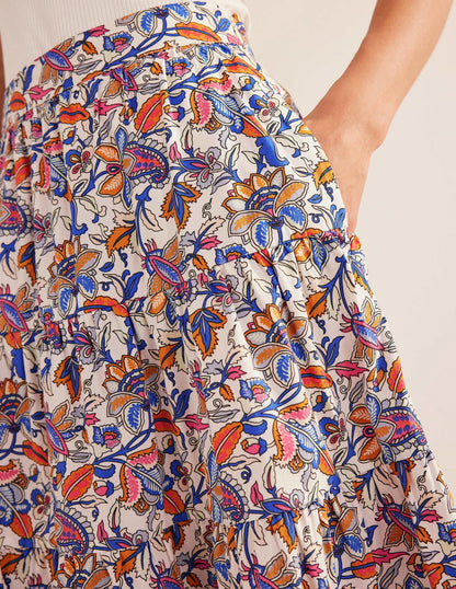 Tiered Poplin Midi Skirt-Nebulas Blue, Paisley Vine