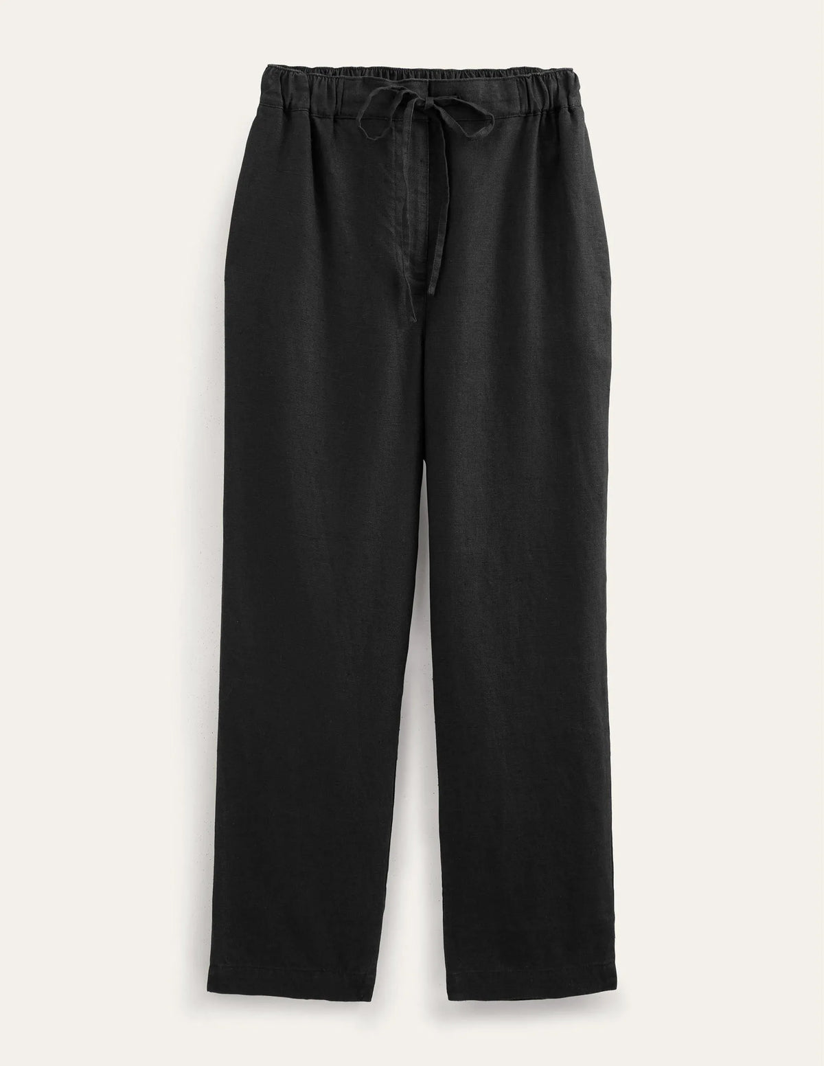 Relaxed Linen Pull On Pants-Black
