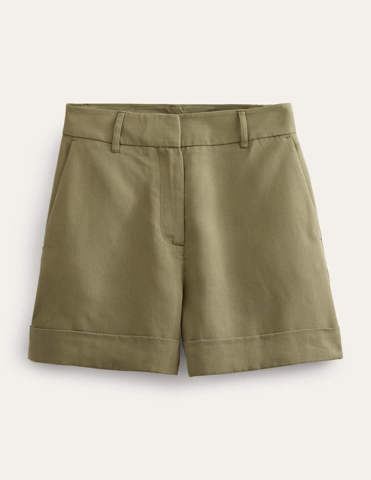 Relaxed Turn Up Shorts-Washed Khaki