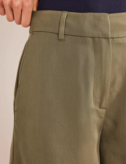 Relaxed Turn Up Shorts-Washed Khaki