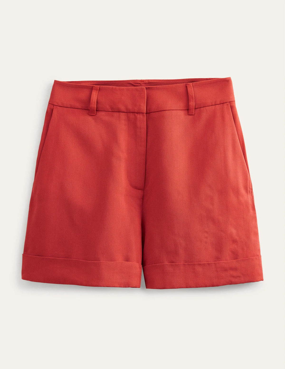 Relaxed Turn Up Shorts-Tomato