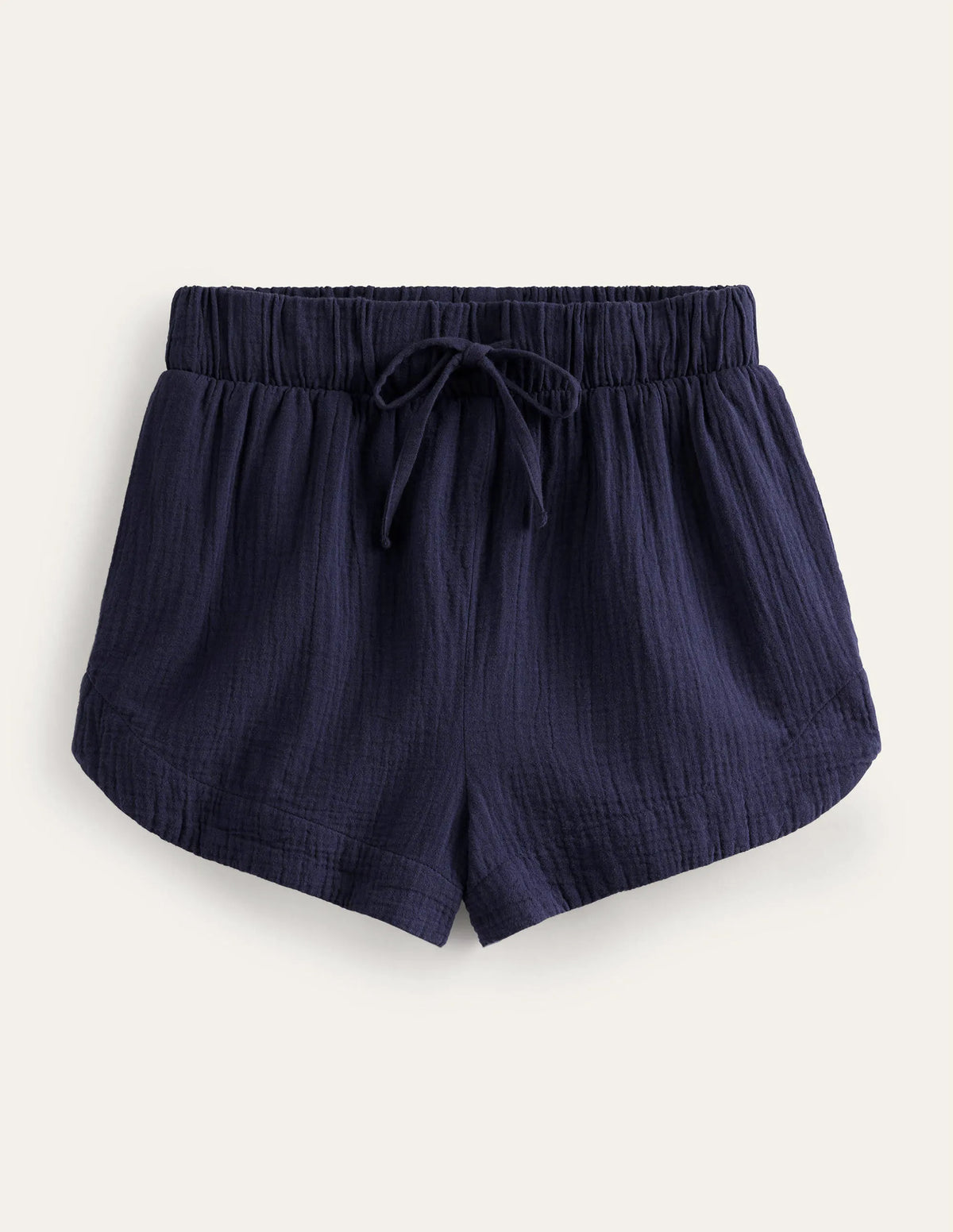 Tie Waist Cheesecloth Shorts-Navy