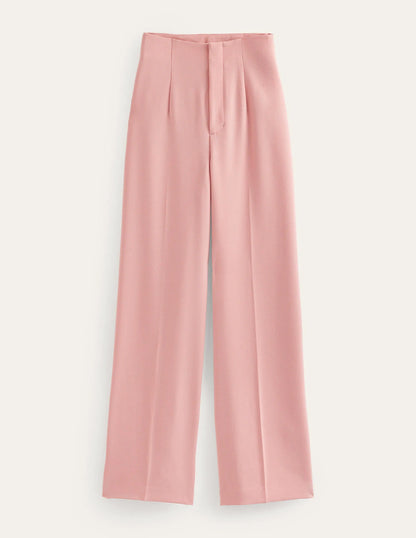 Wide Leg Crepe Pants-Rose Pink
