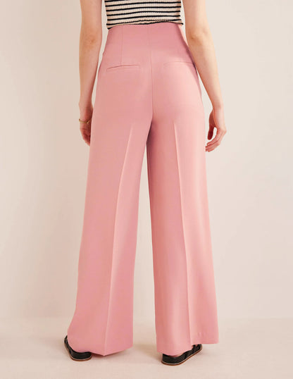 Wide Leg Crepe Pants-Rose Pink