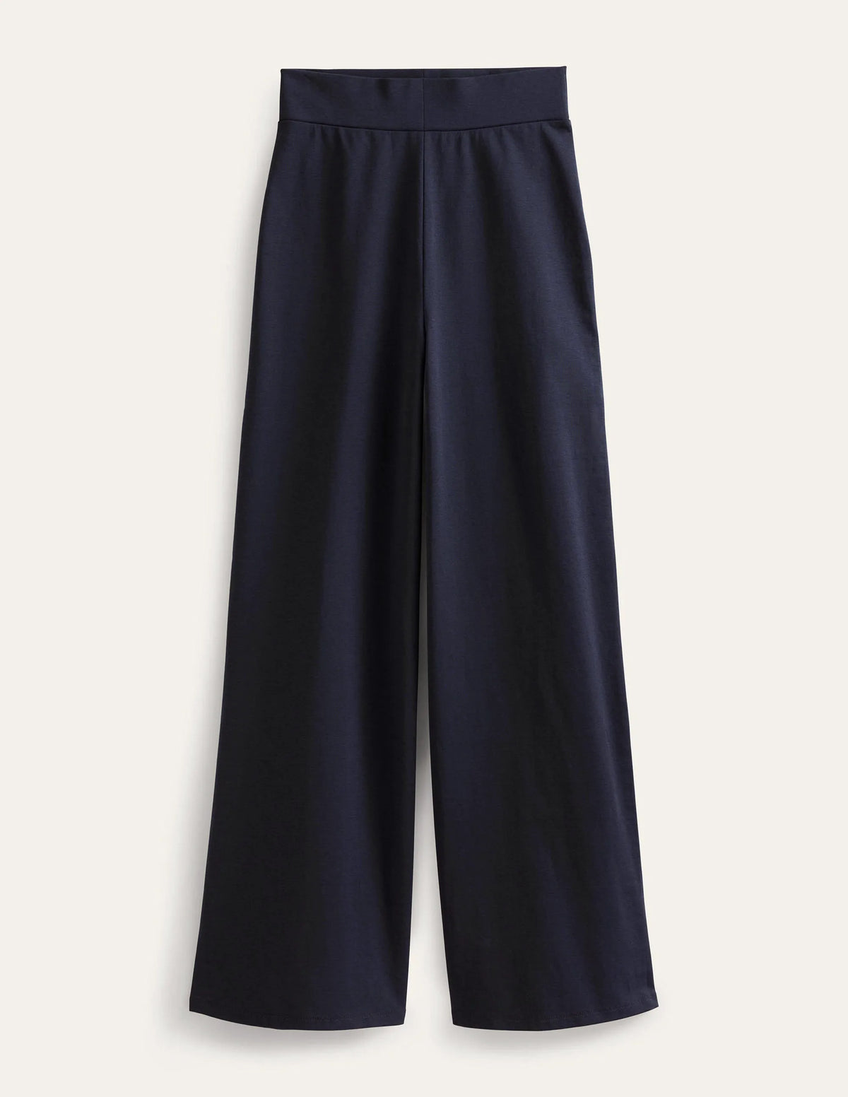 Wide Leg Jersey Pants-Navy