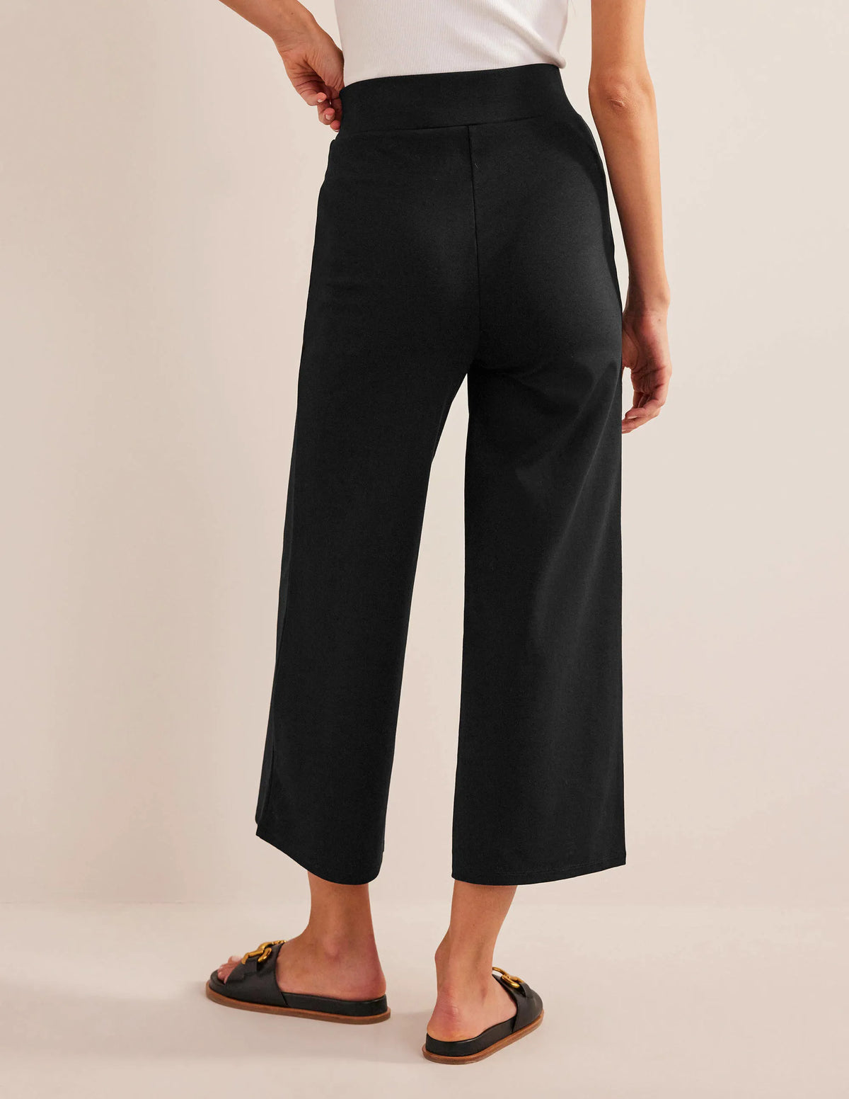 Cropped Jersey Pants-Black