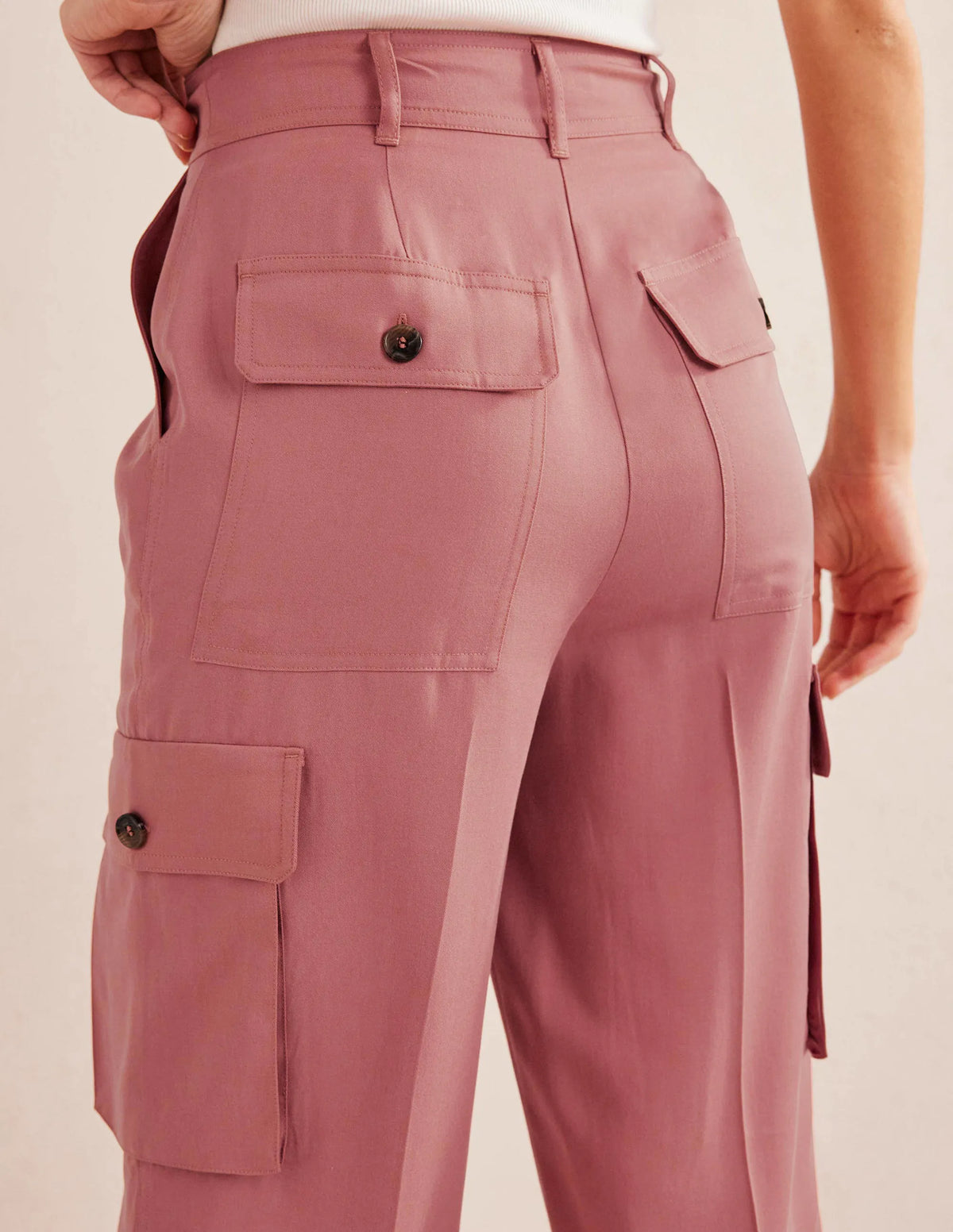 Tencel Cargo Pants-Dusty Rose