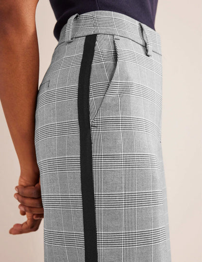 Wesbourne Wide Leg Pants-Check with Navy Side Stripe