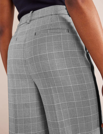 Wesbourne Wide Leg Pants-Check with Navy Side Stripe