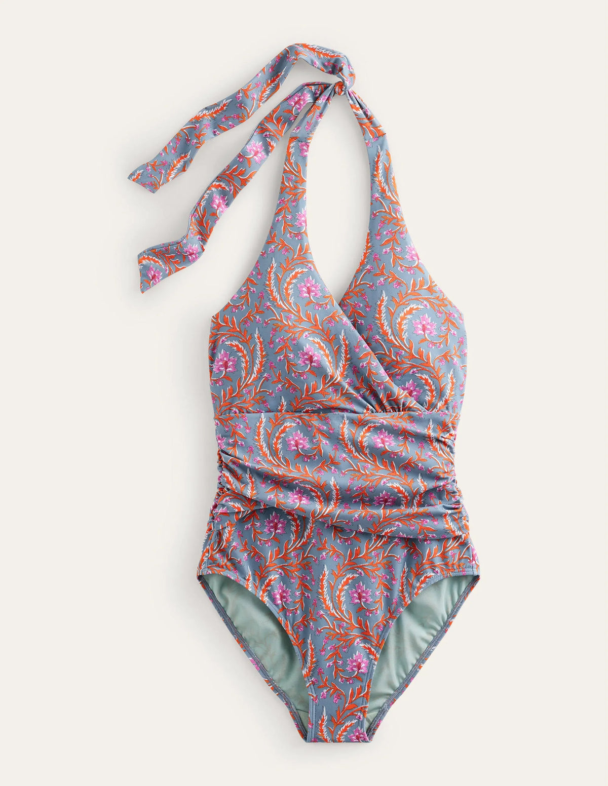 Levanzo Halter Swimsuit-Delph Blue, Opulent Vine
