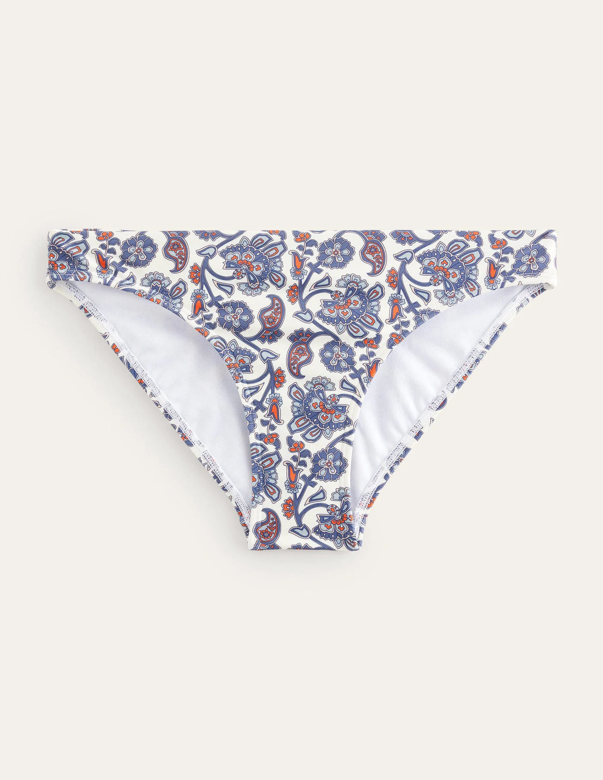 Classic Bikini Bottoms-Ivory, Blue Paisley