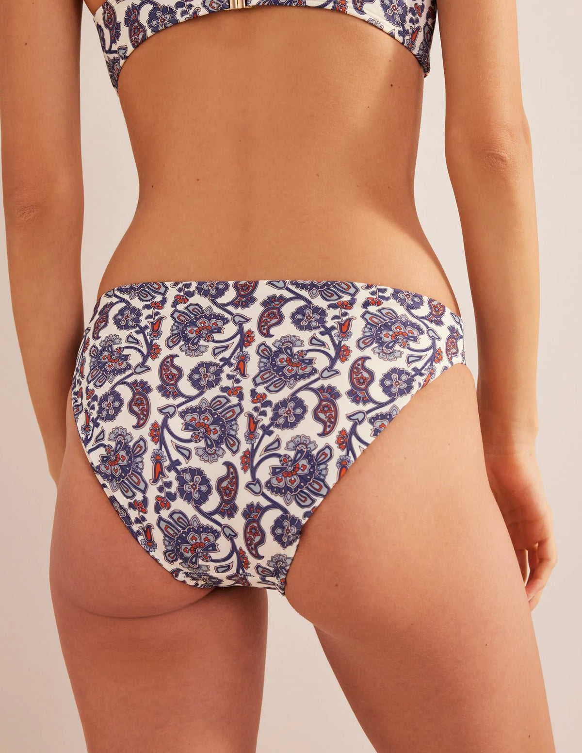 Classic Bikini Bottoms-Ivory, Blue Paisley