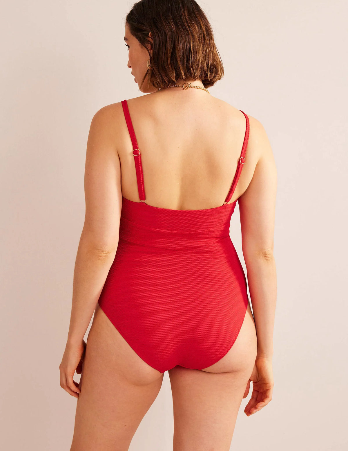 Arezzo V-neck Panel Swimsuit-Tulip Texture