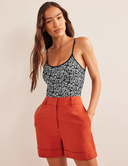 Scoop Tie Back Swimsuit-Nero, Swirl Sprig